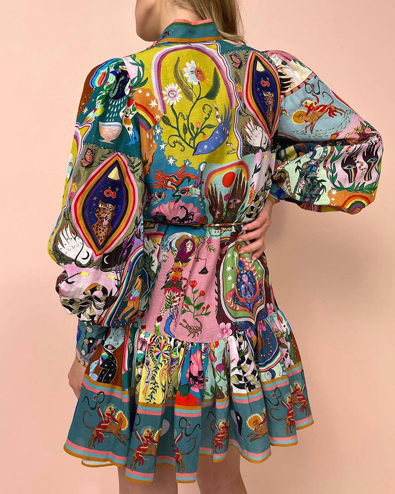 Lizzy - Jurk met print en vetersluiting