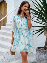 Mia - Chiffon Mini Dress In Boho Style