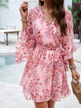 Mia - Chiffon Mini Dress In Boho Style