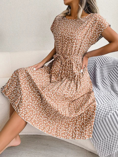 Valeria - Floral pleated A-line dress