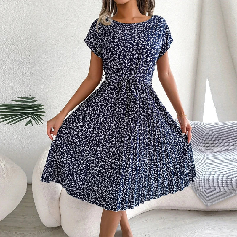 Valeria - Floral pleated A-line dress