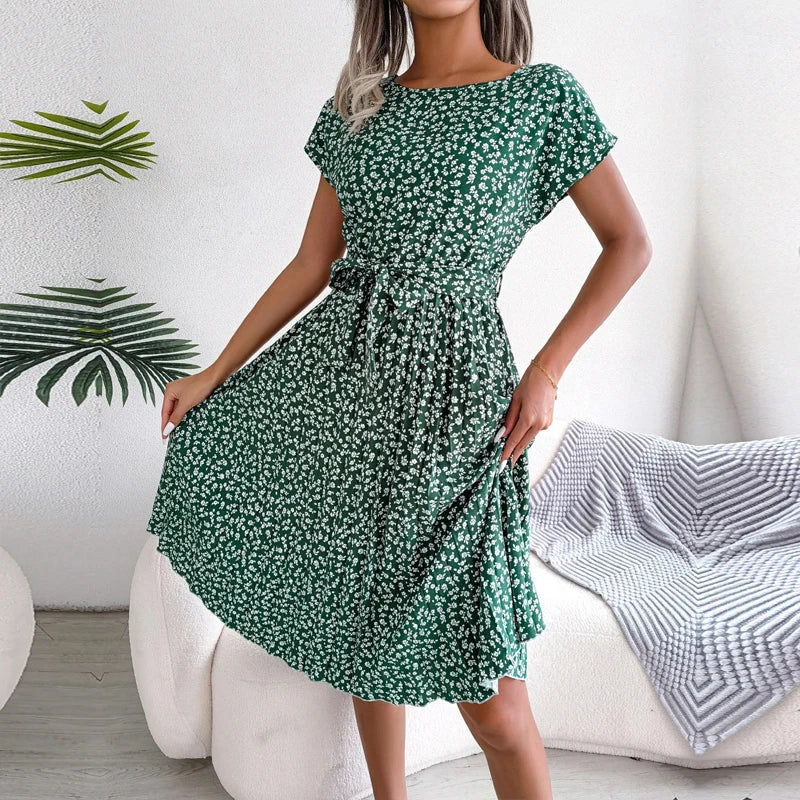 Valeria - Floral pleated A-line dress