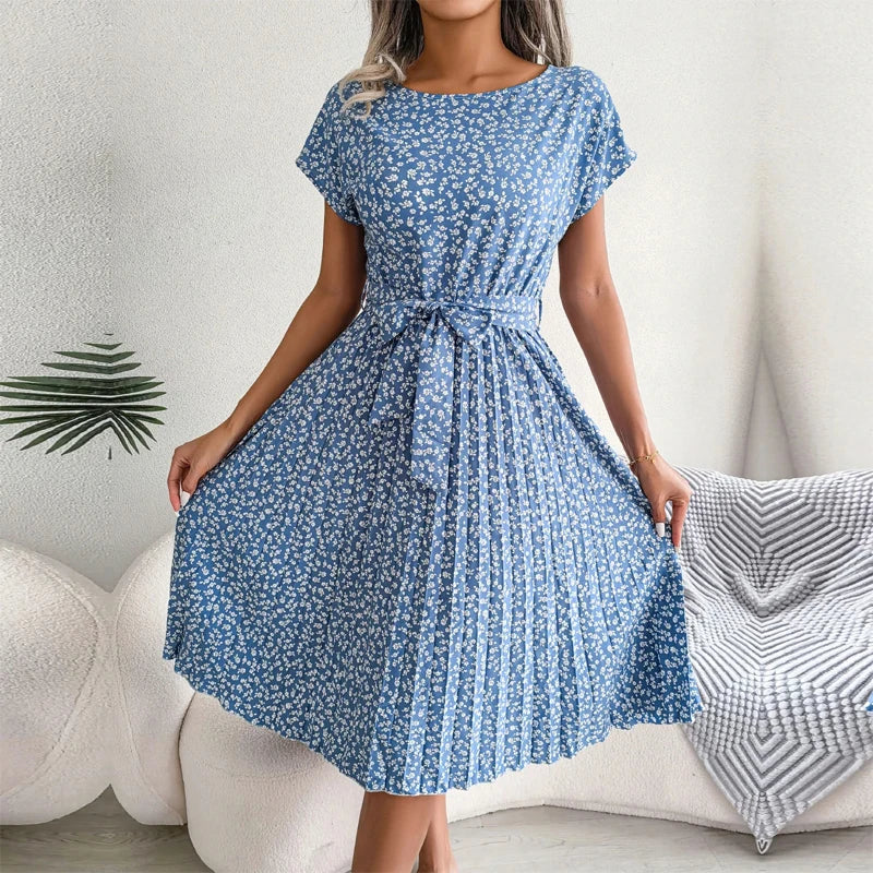 Valeria - Floral pleated A-line dress
