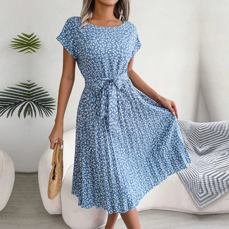 Valeria - Floral pleated A-line dress
