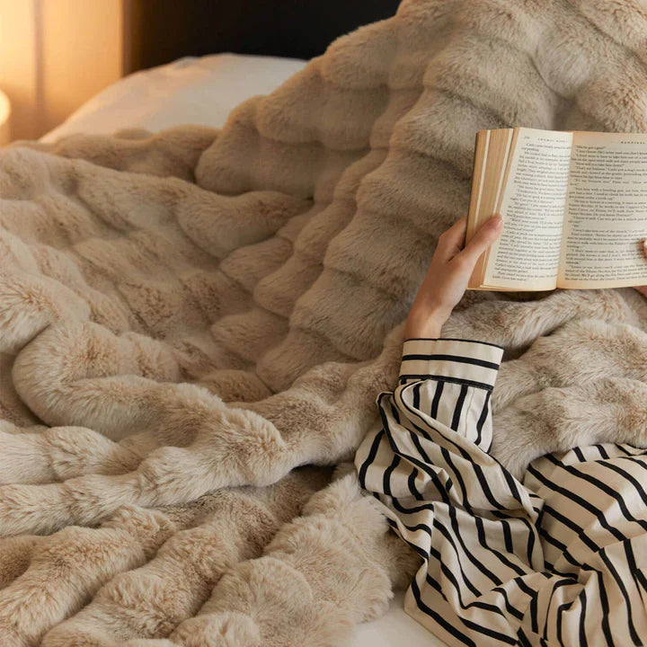 Plush Pearl Rabbit Fur Blanket