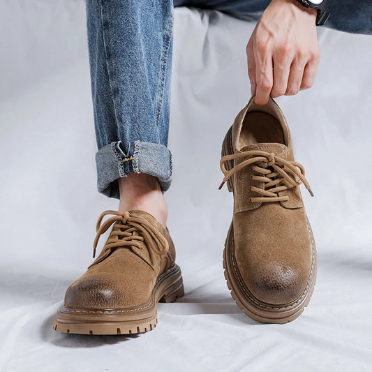 Luxury Brand Oxford Shoe Men's Outdoor Wear-resistant Cattle Suede Work Shoes Round Toe Casual Shoes High Quality Designer Shoes