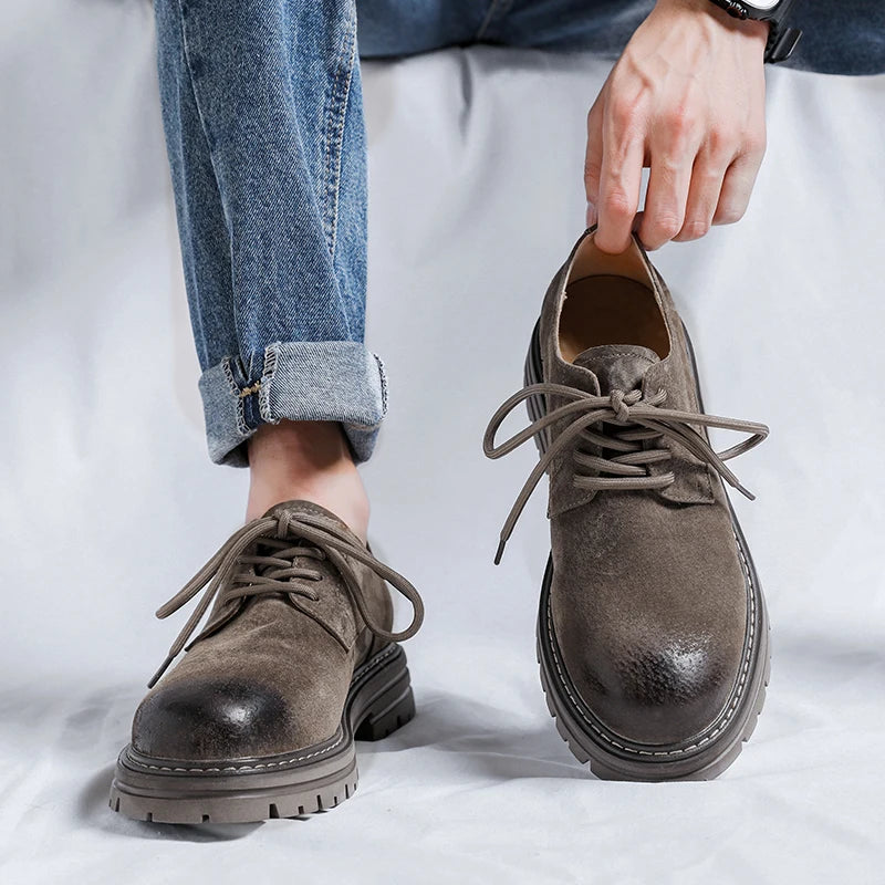 Luxury Brand Oxford Shoe Men's Outdoor Wear-resistant Cattle Suede Work Shoes Round Toe Casual Shoes High Quality Designer Shoes