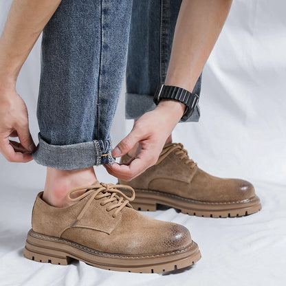 Luxury Brand Oxford Shoe Men's Outdoor Wear-resistant Cattle Suede Work Shoes Round Toe Casual Shoes High Quality Designer Shoes
