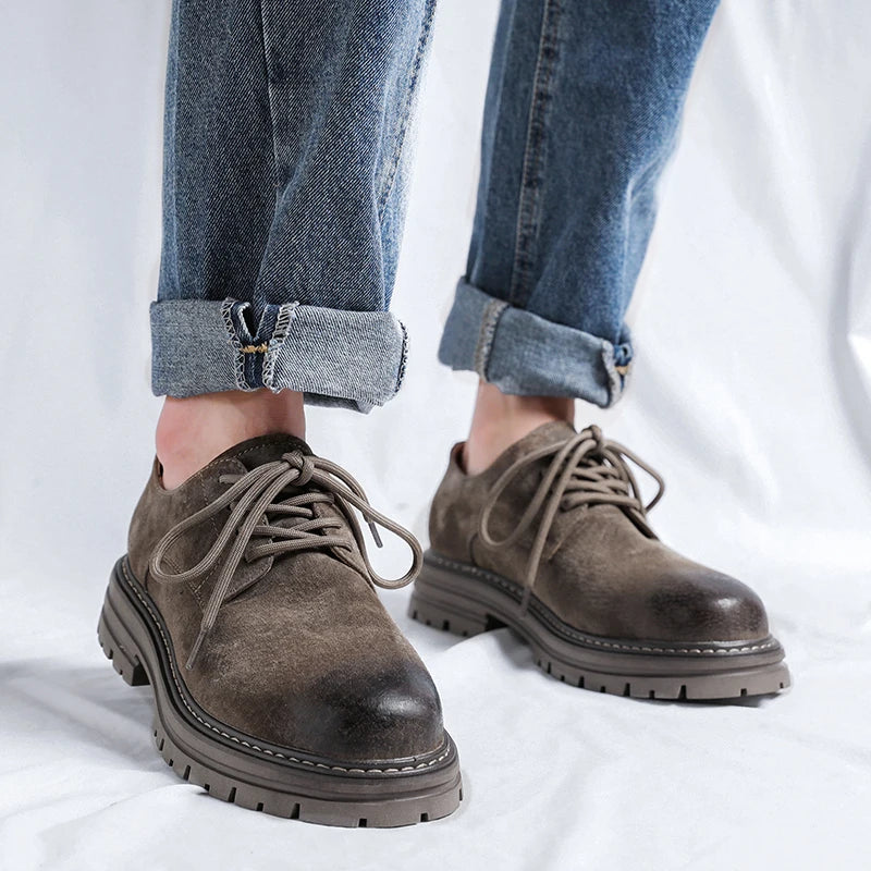 Luxury Brand Oxford Shoe Men's Outdoor Wear-resistant Cattle Suede Work Shoes Round Toe Casual Shoes High Quality Designer Shoes