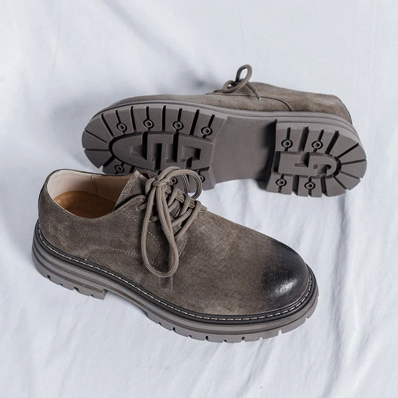 Luxury Brand Oxford Shoe Men's Outdoor Wear-resistant Cattle Suede Work Shoes Round Toe Casual Shoes High Quality Designer Shoes