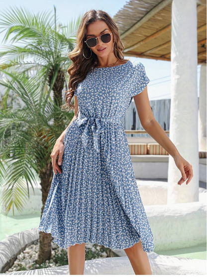 Valeria - Floral pleated A-line dress