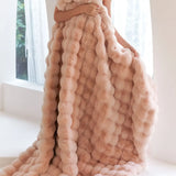 Plush Pearl Rabbit Fur Blanket