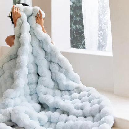 Plush Pearl Rabbit Fur Blanket