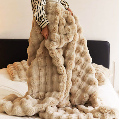 Plush Pearl Rabbit Fur Blanket
