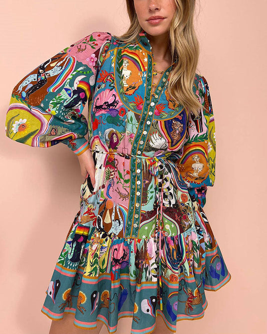 Lizzy - Jurk met print en vetersluiting